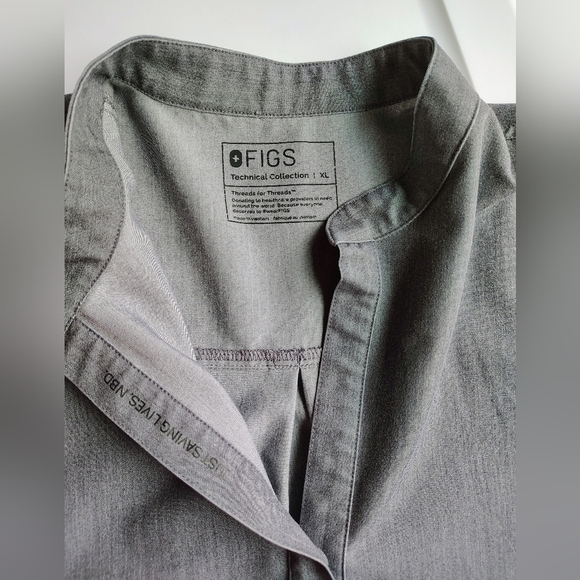Figs Rafaela Oversized Scrub Top Women Mandarin Collar Grey Professional XL. - Picture 6 of 14